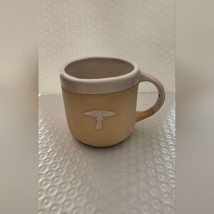 Ruby Farm Pottery Tan Mug with Mushroom Design